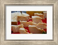 Cheese for sale at weekly market, Arles, Bouches-Du-Rhone, Provence-Alpes-Cote d'Azur, France Fine Art Print