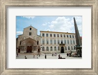 Tourists outside the Church of St. Trophime, Place de La Republique, Arles, Bouches-Du-Rhone, Provence-Alpes-Cote d'Azur, France Fine Art Print