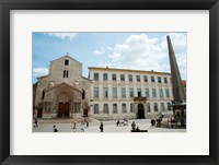 Tourists outside the Church of St. Trophime, Place de La Republique, Arles, Bouches-Du-Rhone, Provence-Alpes-Cote d'Azur, France Fine Art Print