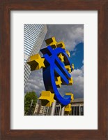 Sculpture of an Euro sign in front of a building, Willy-Brandt-Platz, European Central Bank, Frankfurt, Hesse, Germany Fine Art Print