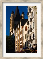 St. Martin Church and Rhein embankment buildings, Cologne, North Rhine Westphalia, Germany Fine Art Print