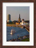 People walking at the riverside, Rhein River, Dusseldorf, North Rhine Westphalia, Germany Fine Art Print