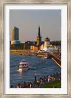 People walking at the riverside, Rhein River, Dusseldorf, North Rhine Westphalia, Germany Fine Art Print
