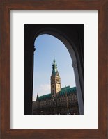 Town hall viewed through an arch, Hamburg Town Hall, Hamburg, Germany Fine Art Print