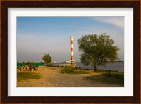 Small lighthouse at the riverside, Elbe River, Blankenese, Hamburg, Germany Fine Art Print