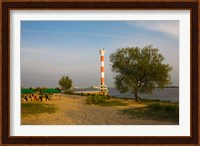 Small lighthouse at the riverside, Elbe River, Blankenese, Hamburg, Germany Fine Art Print