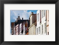 Low angle view of old town buildings, Fleischhauer Strasse, Lubeck, Schleswig-Holstein, Germany Fine Art Print