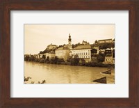 Medieval town at the waterfront, Salzach River, Burghausen, Bavaria, Germany Fine Art Print