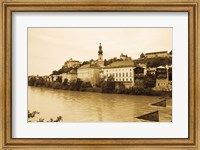 Medieval town at the waterfront, Salzach River, Burghausen, Bavaria, Germany Fine Art Print