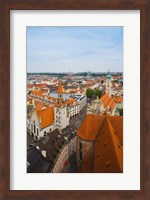 High angle view of buildings and a church in a city, Heiliggeistkirche, Old Town Hall, Munich, Bavaria, Germany Fine Art Print