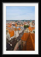 High angle view of buildings and a church in a city, Heiliggeistkirche, Old Town Hall, Munich, Bavaria, Germany Fine Art Print