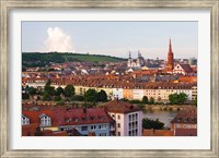 High angle view of buildings along a river, Main River, Wurzburg, Lower Franconia, Bavaria, Germany Fine Art Print