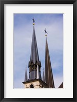 Low angle view of spires of the Notre Dame Cathedral, Luxembourg City, Luxembourg Fine Art Print