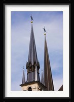 Low angle view of spires of the Notre Dame Cathedral, Luxembourg City, Luxembourg Fine Art Print