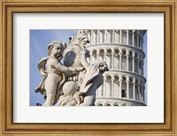 La Fontana dei Putti in front of Leaning Tower of Pisa, Pisa, Tuscany, Italy Fine Art Print
