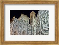 Architectural detail of a cathedral at night, Duomo Santa Maria Del Fiore, Florence, Tuscany, Italy Fine Art Print