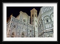 Architectural detail of a cathedral at night, Duomo Santa Maria Del Fiore, Florence, Tuscany, Italy Fine Art Print