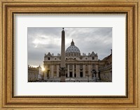 Obelisk in front of the St. Peter's Basilica at sunset, St. Peter's Square, Vatican City Fine Art Print