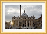 Obelisk in front of the St. Peter's Basilica at sunset, St. Peter's Square, Vatican City Fine Art Print