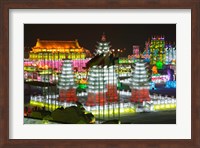 Ice buildings at the Harbin International Ice and Snow Sculpture Festival, Harbin, Heilungkiang Province, China Fine Art Print