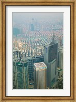 Aerial view of new Pudong district housing, Shanghai, China Fine Art Print