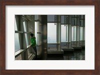 Person viewing a city from observation point in a tower, Jin Mao Tower, Lujiazui, Pudong, Shanghai, China Fine Art Print