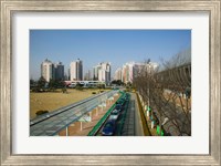 Taxis parked outside a maglev train station, Pudong, Shanghai, China Fine Art Print