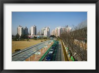 Taxis parked outside a maglev train station, Pudong, Shanghai, China Fine Art Print