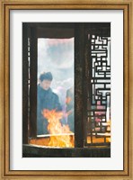 Prayer offerings and incense at a temple, Jade Buddha Temple, Shanghai, China Fine Art Print