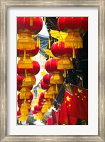 Festive lanterns at bazaar, Yu Yuan Gardens, Shanghai, China Fine Art Print
