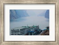 Yangtze River Cruise Ships at anchor, Yangtze River, Yichang, Hubei Province, China Fine Art Print