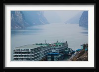 Yangtze River Cruise Ships at anchor, Yangtze River, Yichang, Hubei Province, China Fine Art Print