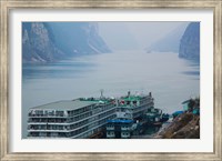 Yangtze River Cruise Ships at anchor, Yangtze River, Yichang, Hubei Province, China Fine Art Print