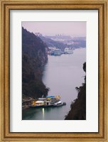 Ferries at anchor, Yangtze River, Yichang, Hubei Province, China Fine Art Print
