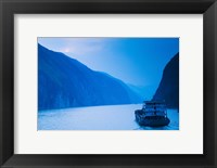 Container ship in the river at sunset, Wu Gorge, Yangtze River, Hubei Province, China Fine Art Print