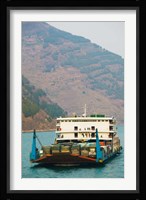 Container ship in the river with mountains in the background, Yangtze River, Fengdu, Chongqing Province, China Fine Art Print