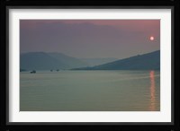 Sunset over a river, Fengdu, Yangtze River, Chongqing Province, China Fine Art Print