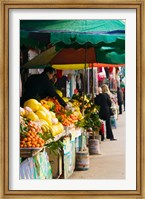 Fruit stalls at a street market, Mingshan, Fengdu Ghost City, Fengdu, Yangtze River, Chongqing Province, China Fine Art Print