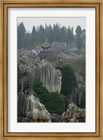 Observation tower on limestone formations, The Stone Forest, Shilin, Kunming, Yunnan Province, China Fine Art Print