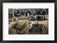 Traditional town market with grass on bicycle for making brooms, Xizhou, Erhai Hu Lake Area, Yunnan Province, China Fine Art Print