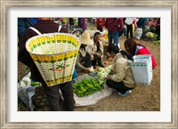 People buying vegetables at a traditional town market, Xizhou, Erhai Hu Lake Area, Yunnan Province, China Fine Art Print
