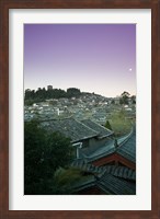 High angle view of houses in the old town at dawn, Lijiang, Yunnan Province, China Fine Art Print