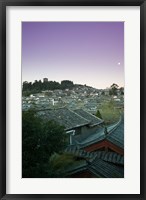 High angle view of houses in the old town at dawn, Lijiang, Yunnan Province, China Fine Art Print