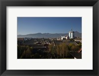 High angle view of buildings in the new town viewed from Mu Family Mansion, Lijiang, Yunnan Province, China Fine Art Print