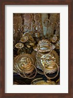 Brass items for sale in a street market, Old Town, Lijiang, Yunnan Province, China Fine Art Print