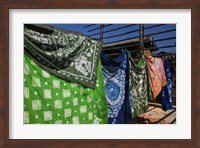 Batik fabric souvenirs at a market stall, Baisha, Lijiang, Yunnan Province, China Fine Art Print