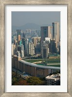 High angle view of a horseracing track, Happy Valley Racecourse, Happy Valley, Wan Chai District, Hong Kong Fine Art Print
