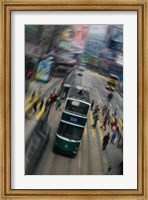 Trams on a road, Hennessy Road, Wan Chai, Wan Chai District, Hong Kong Fine Art Print