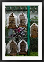 Birds in cages for sale at a bird market, Yuen Po Street Bird Garden, Mong Kok, Kowloon, Hong Kong Fine Art Print
