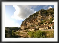Village at the waterfront, La Roque-Gageac, Dordogne, Aquitaine, France Fine Art Print